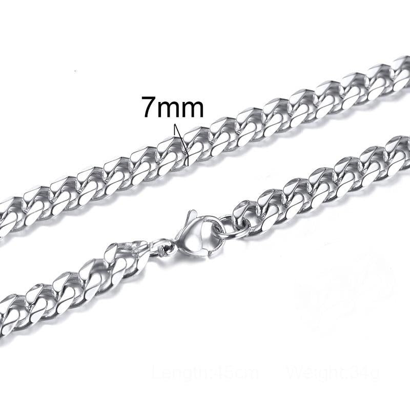 7mm Silver Curb Chain