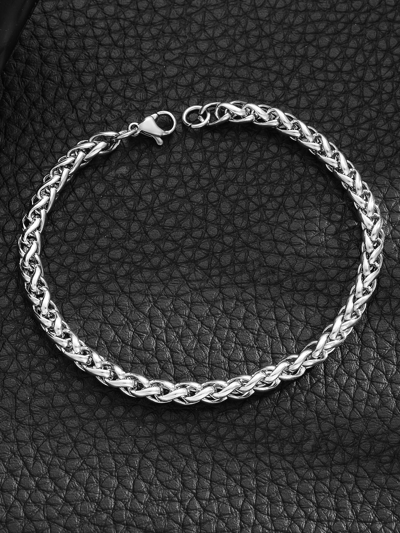 6mm Wheat Braided Stainless Steel Bracelet