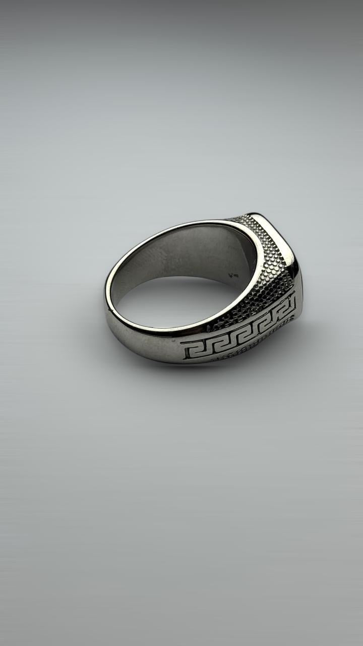 Silver Onyx Greek Ring