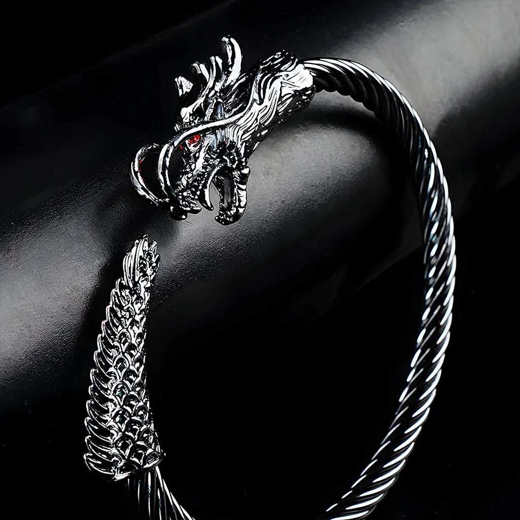 6mm Black Metallic Draco Cuff  Bangle
