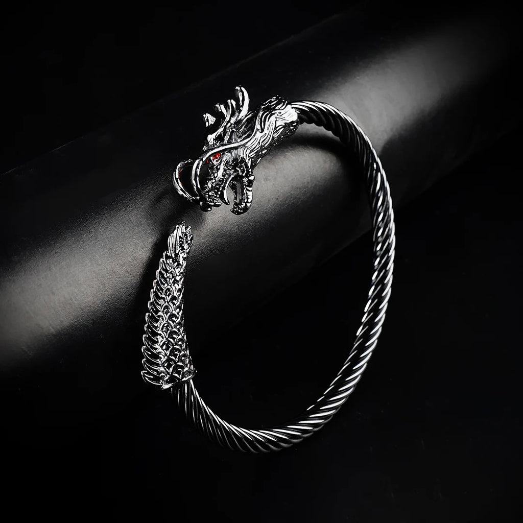 6mm Black Metallic Draco Cuff  Bangle