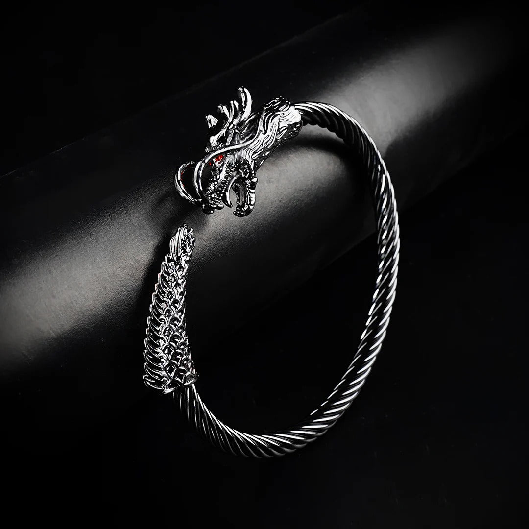 6mm Black Metallic Draco Cuff  Bangle