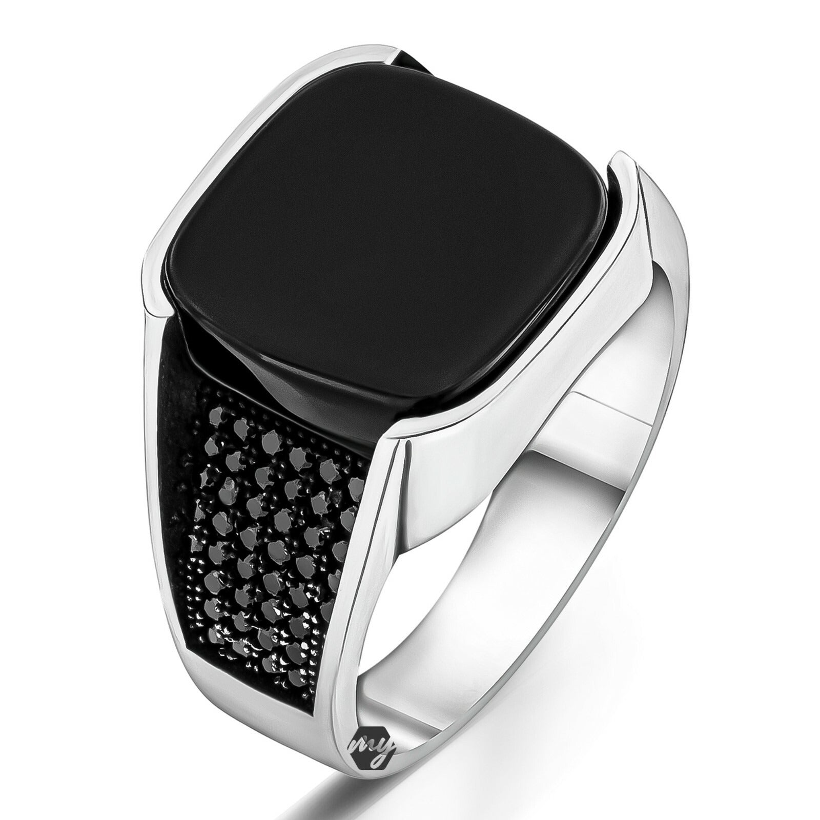 Onyx Micro Black Zircon Stone Men's Ring