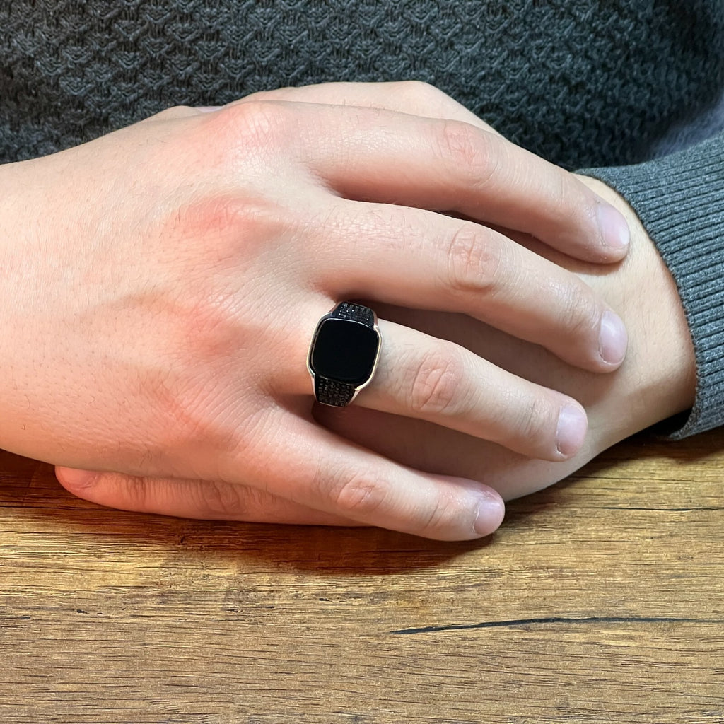 Onyx Micro Black Zircon Stone Men's Ring