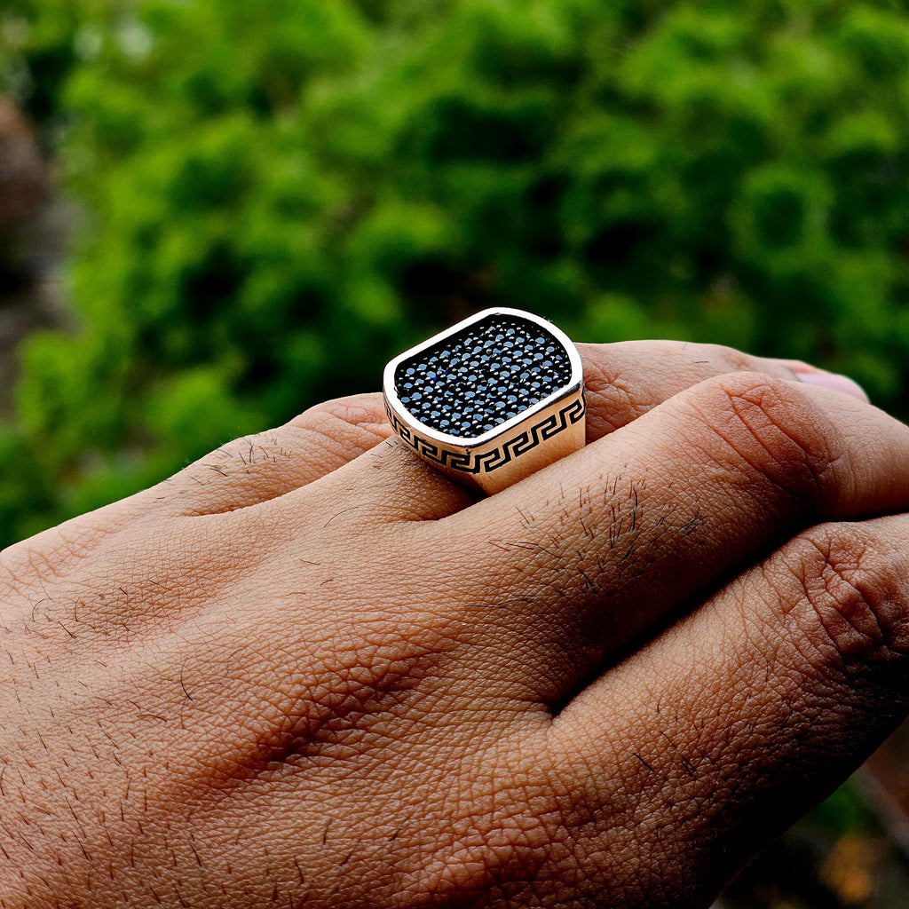 Men's Black Microstone Onyx Ring